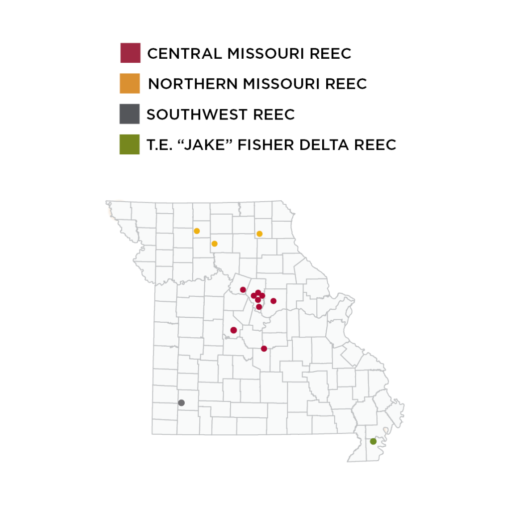 Map  of Missouri showing REEC locations